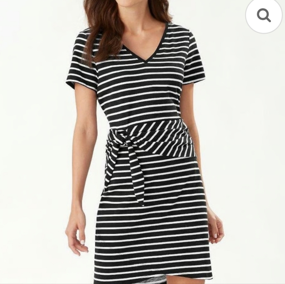 Tommy Bahama Black and White Striped Midi Dress